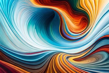 Abstract marbled acrylic paint ink painted waves painting texture colorful background banner - Bold colors, rainbow color swirls wave