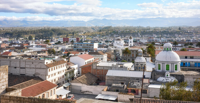 Panoramic view of Latacunga, capital of the Cotopaxi Province, Ecuador.