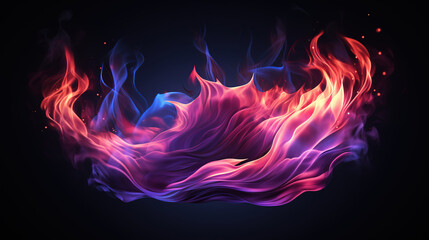 A blue and purple flame against a black background. Generative Ai