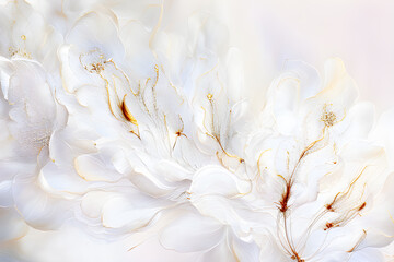 Białe tło kwiatowe. Generative AI - obrazy, fototapety, plakaty