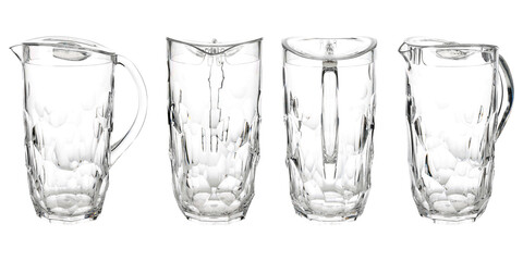 Images of a glass pitcher on a white background