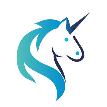 Simple Unicorn logo vector illustration, Unicorn logo template. peg acorn , unpeg , horned horse , Izzy Moonbow icon , symbol , clip art logo template stock vector image