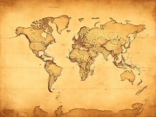 Antique vintage old map of the world