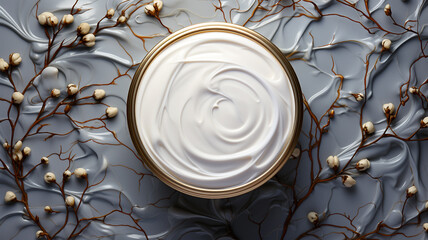 A Timeless Caress: Aerial View of Moisturizer Jar for Nourishing Face and Hands