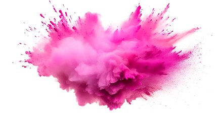 Fototapeta premium Pink holi paint splash, color powder explosion, white background