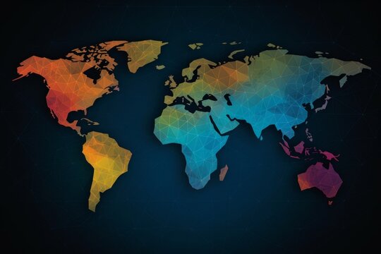 Fototapeta Digital Mosaic of the Globe: An Artistic Rendering of the World Map in Stunning Digital Style