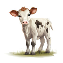 Cute Little Cow on White Background