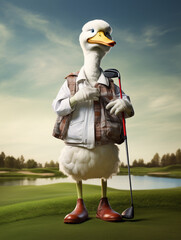 A Goose Dressed up as a Golfer on a Golf Course | Generative AI