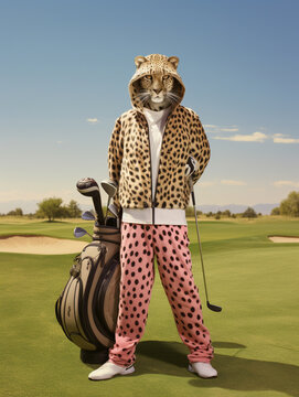 A Cheetah Dressed up as a Golfer on a Golf Course | Generative AI