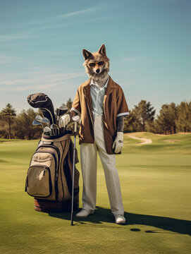 A Coyote Dressed up as a Golfer on a Golf Course | Generative AI