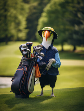 A Toucan Dressed up as a Golfer on a Golf Course | Generative AI