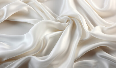 Obraz premium Soft elegant white silk.Abstract White Satin Silky Cloth for background, Fabric Textile Drape with Crease Wavy Folds.with soft waves,waving in the wind.