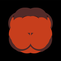 A simple logo with an orange-brown gorilla head on a black background. The entire logo is made of circles only.