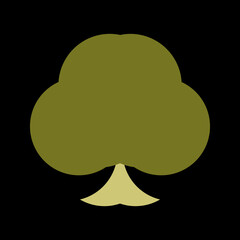A simple logo with a green tree on a black background. The entire logo is made of circles only.