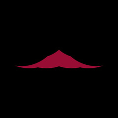 A simple logo with a red lonely mountain on a black background. The entire logo is made of circles only.