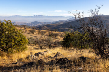 Beautiful mountain landscape near Santiago de Chile in autumn - Traveling and exploring Chile, South America