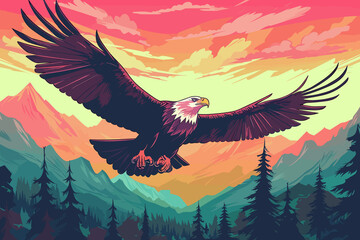 Bald Eagle flat design not too complex and modern