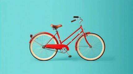  a red bicycle with a red seat on a blue background.  generative ai