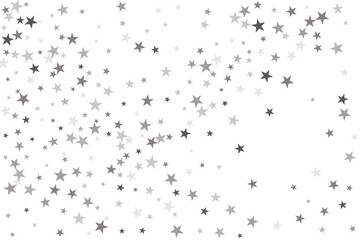Star confetti. Silver casual confetti background. Bright design pattern.