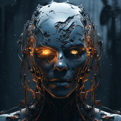 3D painted AI Head rendered with octane features