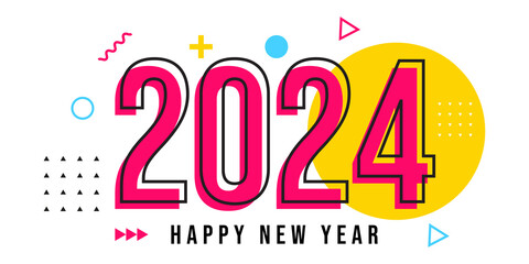 Happy new year 2024 design.vector design for poster, banner, greeting and new year 2024 celebration.