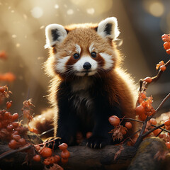 Obraz premium Red panda in the forest.