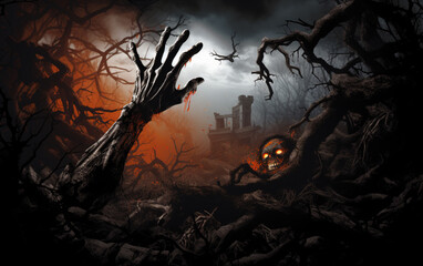 Halloween wallpaper with zombie hand