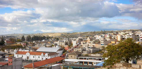 Panoramic view of Latacunga, capital of the Cotopaxi Province, Ecuador.