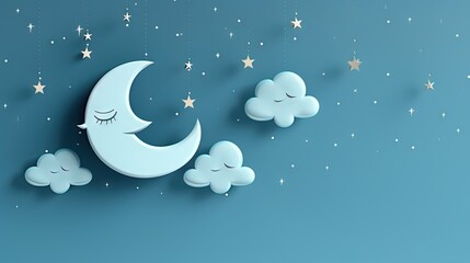 Obraz na płótnie Canvas a paper cut of a crescent moon and clouds with stars. generative ai