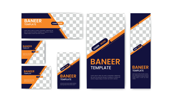 Elegant web banner design template Set, Clean layout cover header background for website design.