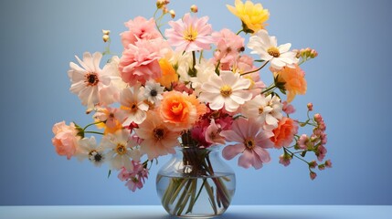  a vase filled with lots of different colored flowers on a table.  generative ai