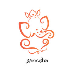 Ganesha, Lord Ganesha, Ganesh, Geometric logo illustration of the Lord Ganesha, Hindu god Ganesha, Hinduism, Ganesh Chaturthi,  Vinayak Chaturthi, Ganesh Festival.