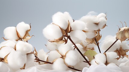  a close up of a bunch of cotton flowers with a sky background.  generative ai