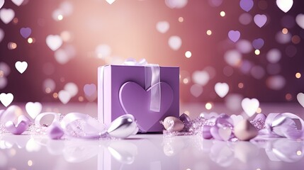  a purple box with a heart on it surrounded by hearts.  generative ai