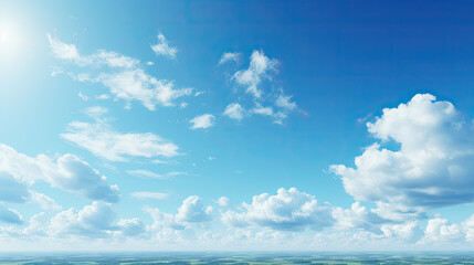 blue sky with white fluffy clouds on a very nice sunny day. Generative AI