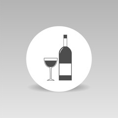 Wine bottle and a glass sign Vector illustration