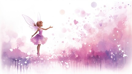  a little girl dressed as a fairy flying through the air.  generative ai