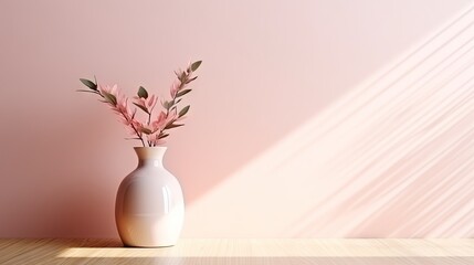  a white vase with pink flowers in it on a table.  generative ai