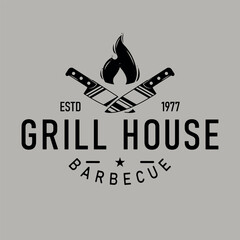 Vintage hipster logo template. Butchery, Barbecue, Cooking Class and Restaurant emblems templates. Barbecue, Steak House vintage logo.