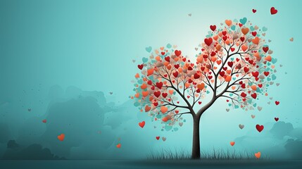  a tree with many hearts in the shape of a heart.  generative ai