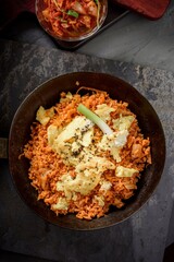 Savory Fusion: Close-Up of Kimchi Fried Rice, a Delectable Blend of Flavors, Captured in 4K Resolution