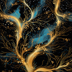 Abstract pattern with branches on a black background  AI Generative