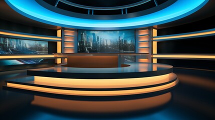 Tv Studio. Backdrop for TV shows .TV on wall. News studio. The perfect backdrop for any green screen or chroma key video or photo production.