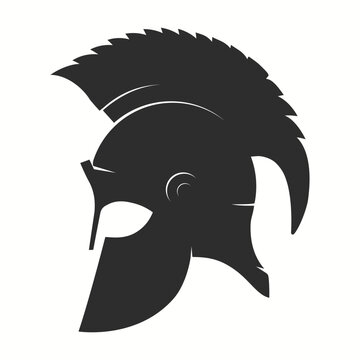 Roman Legionary Helmet. Gladiator icon, heroic soldier. vector