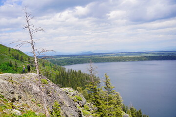 Aerial view of Jenny lake at Grand Teton National Park