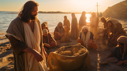 Jesus Christ Fishing With Fishermen