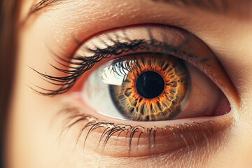 Naklejka premium Extreme close up of a green female eye. High quality photo