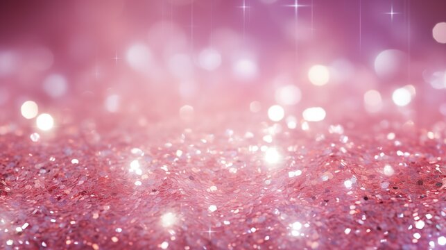  a pink glitter background with stars and sparkles on it.  generative ai