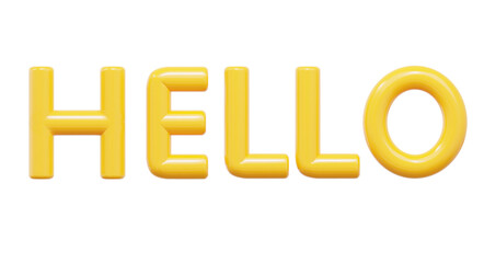 3D yellow Hello, welcome text. Stock vector illustration on isolated background
