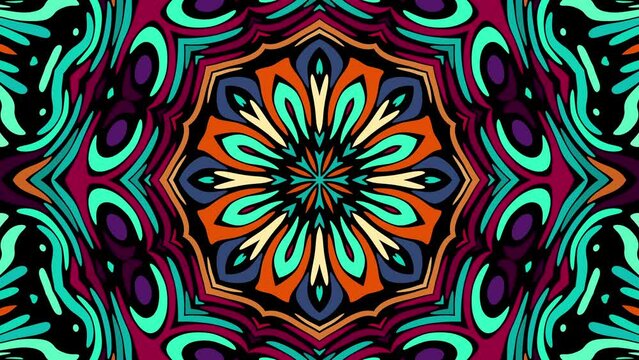 Transforming abstract mandala. 4k loop footage. Sacred symbol.